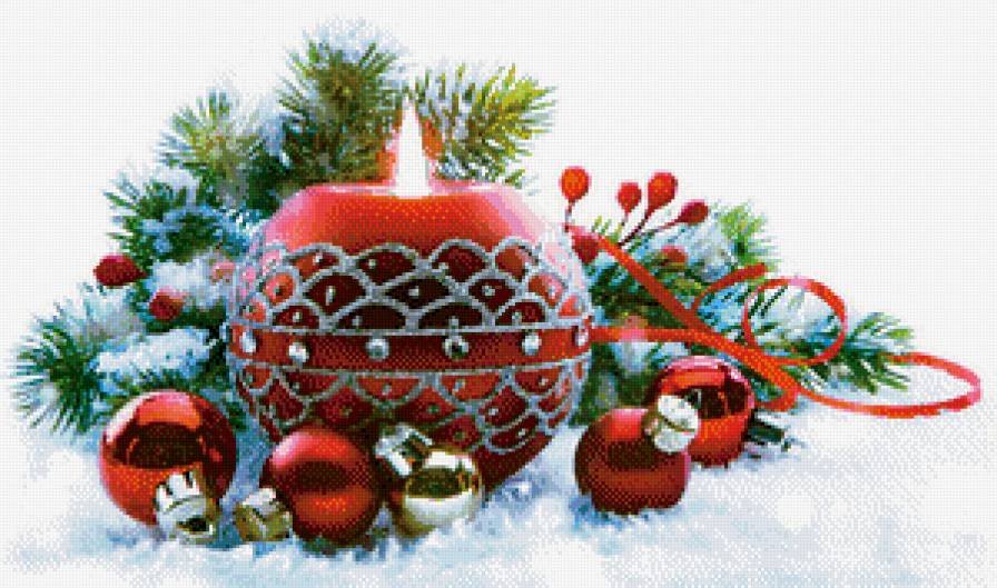 создаем  новогоднее настроение - шар, елка, свеча, снег, огонь, игрушка - предпросмотр