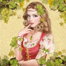Оригинал схемы вышивки «девушка с виноградом» (№524014)