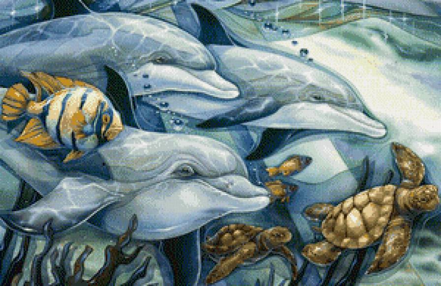 Подводный мир - дельфины, черепахи, животные - предпросмотр
