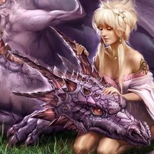 Схема вышивки «девушка и лиловый дракон»