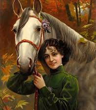 Оригинал схемы вышивки «девушка с лошадью» (№524751)