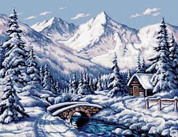 зимний пейзаж 2 - домик, природа, пейзаж, зима - оригинал