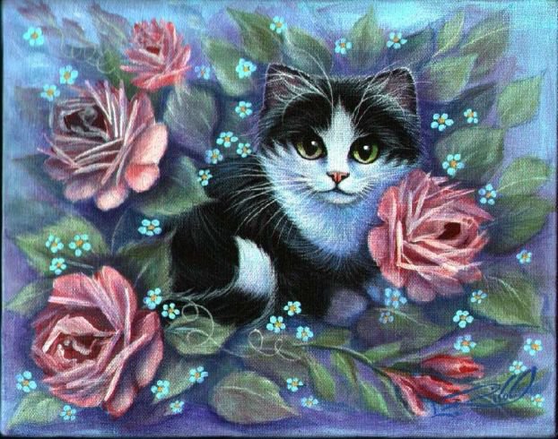 котенок в розах - оригинал