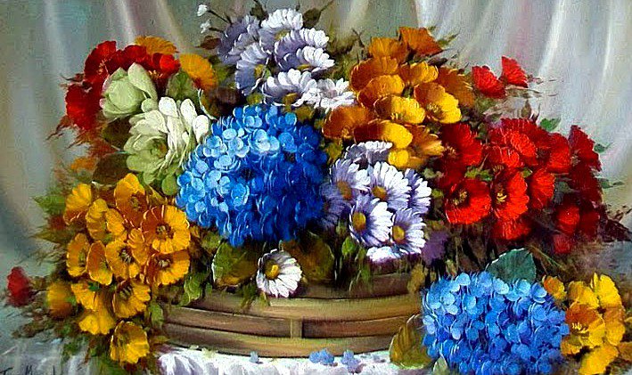 Цветы в корзинке - корзинка, цветы - оригинал