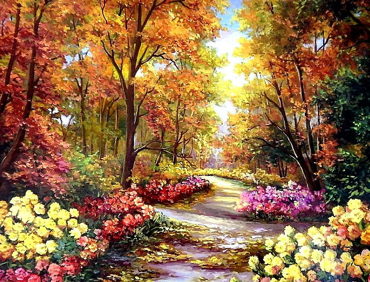 Краски осени - пейзаж, осень, цветы, природа - оригинал