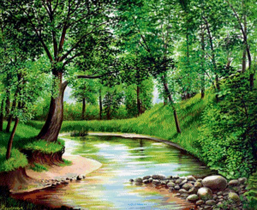 Лесной ручей - природа, лес, пейзаж, ручей - предпросмотр