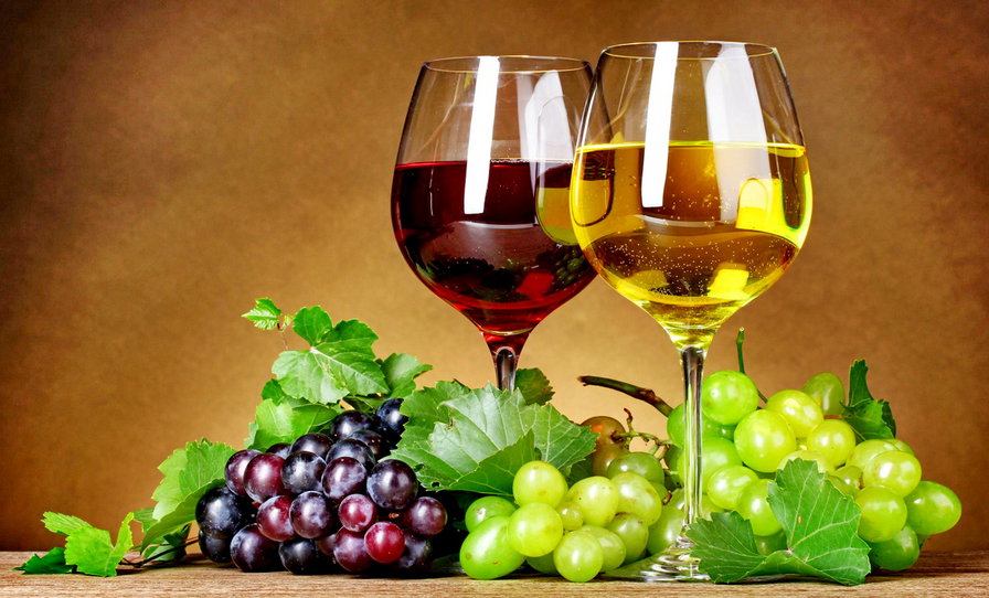 гармония - пара, кухня, вино, виноград, бокал - оригинал