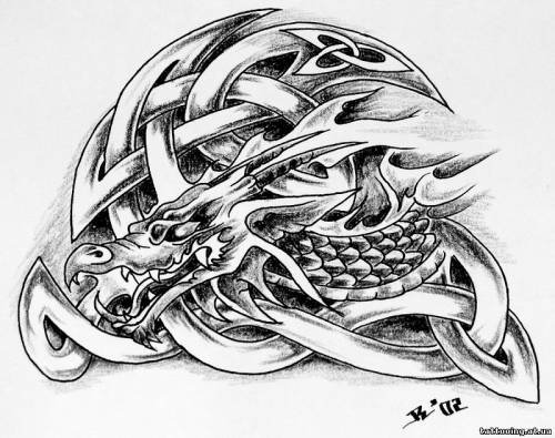 Кельтский дракон - кельтский орнамент, дракон - оригинал