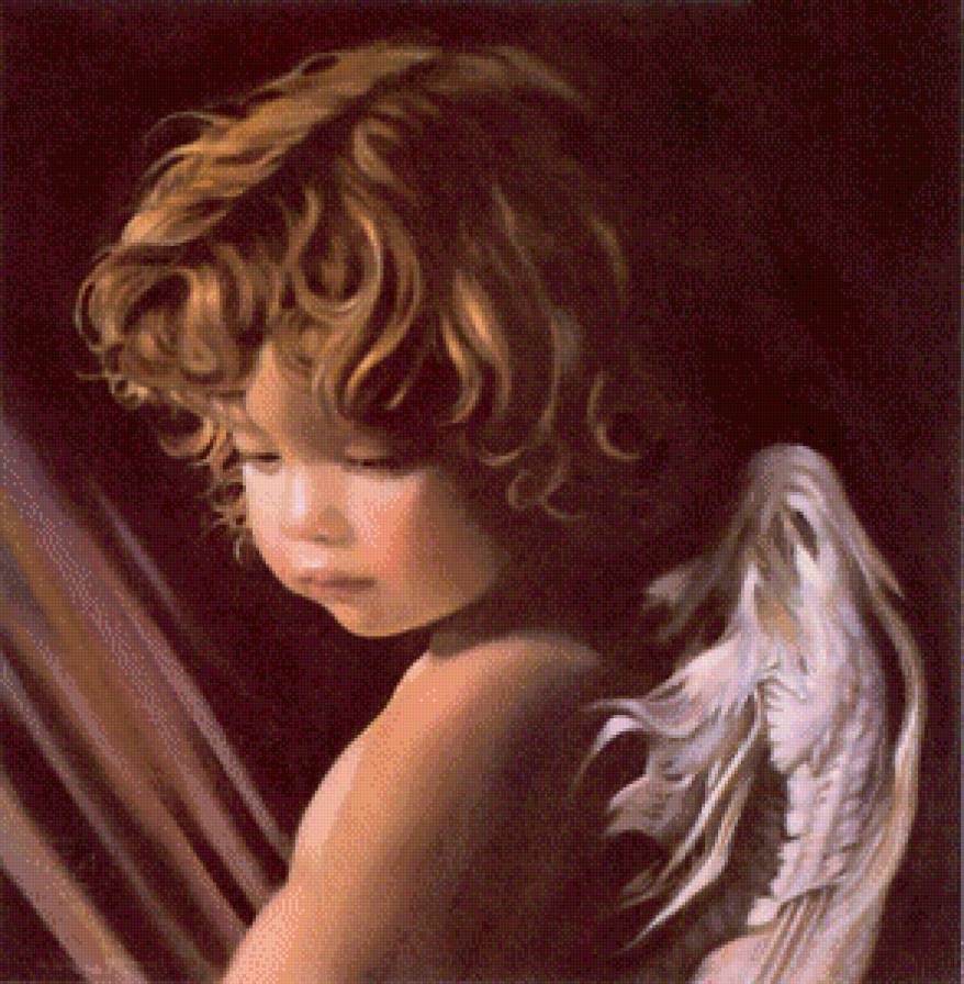 грустный ангел - девочка, ангел, мальчик, дети - предпросмотр