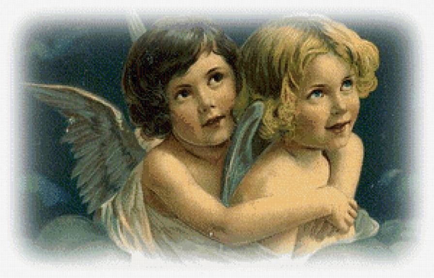 Открытка - ангелы, дети, ретро, фото - предпросмотр