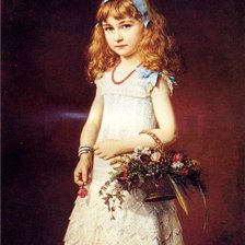 Оригинал схемы вышивки «девочка с корзиной цветов» (№527373)