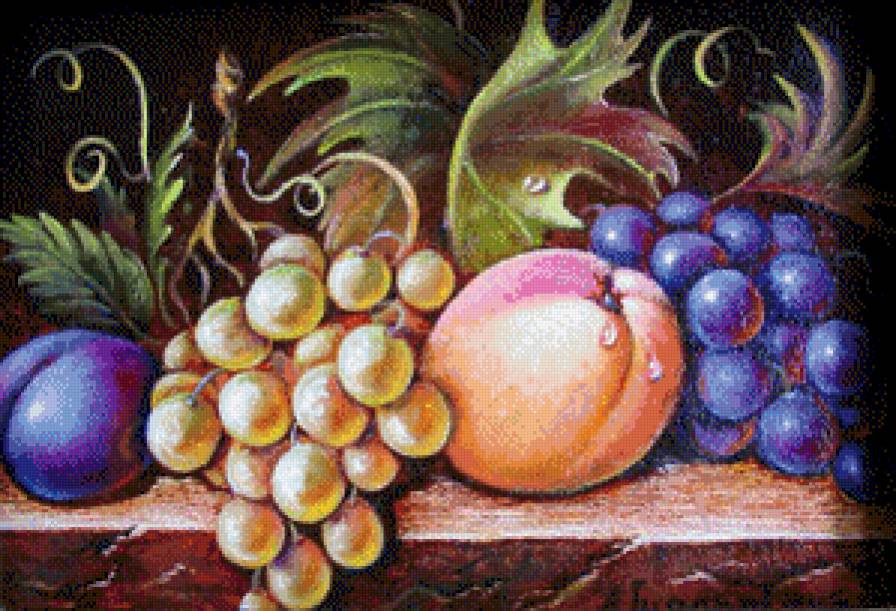 Натюрморт - виноград, фрукты, натюрморт, живопись, ягоды, картины - предпросмотр