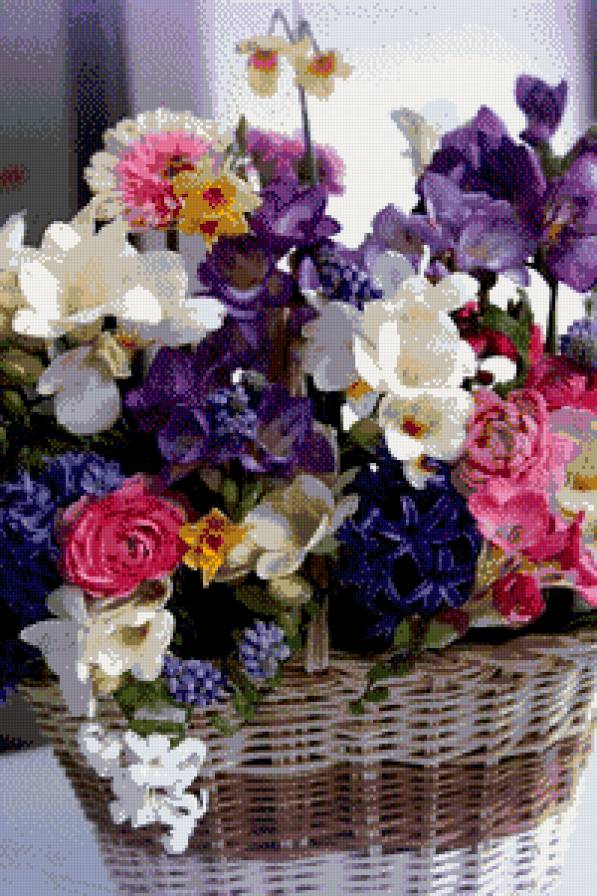 Корзина с цветами - букет, цветы, корзина - предпросмотр