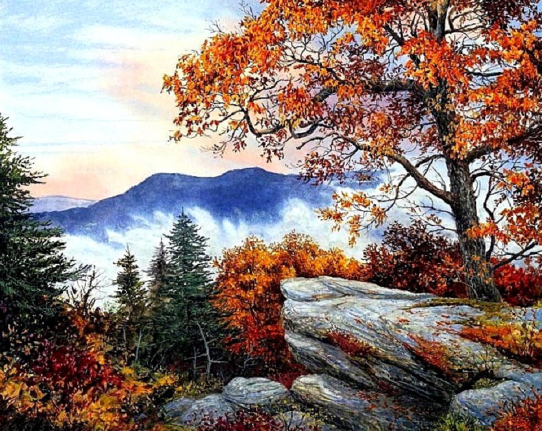 Осенний пейзаж - природа, горы, пейзаж, осень - оригинал