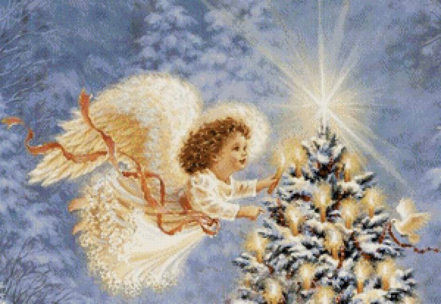 ангел зажигающий свечи - елка, дети, рождество, ангел, праздник, религия, свечи, дона гелсингер - предпросмотр