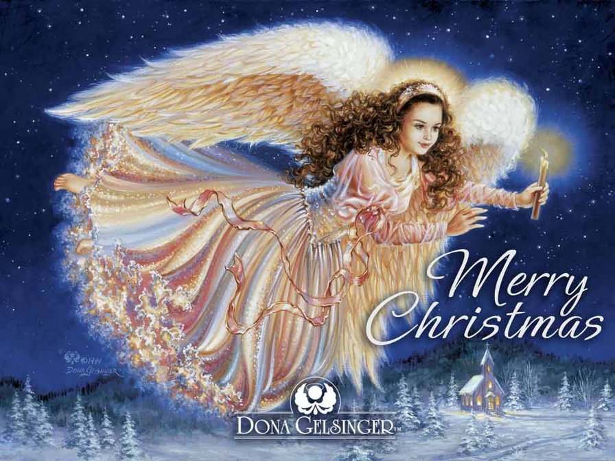 ангел рождества - дона гелсингер, ангел, праздник, полет, рождество, небо - оригинал
