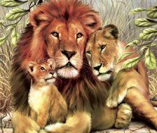 Схема вышивки «Львиное  семейство»