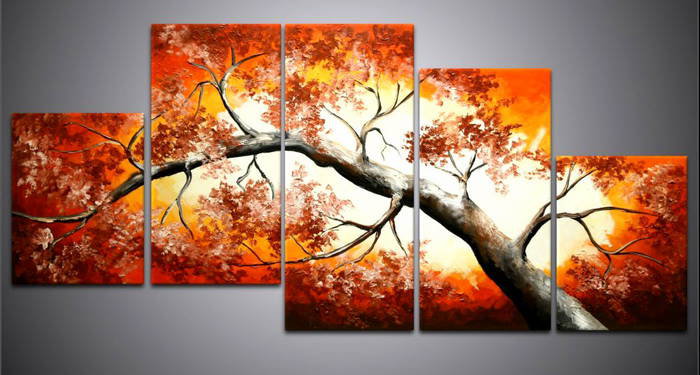 золотая осень - триптих, деревья, осень - оригинал