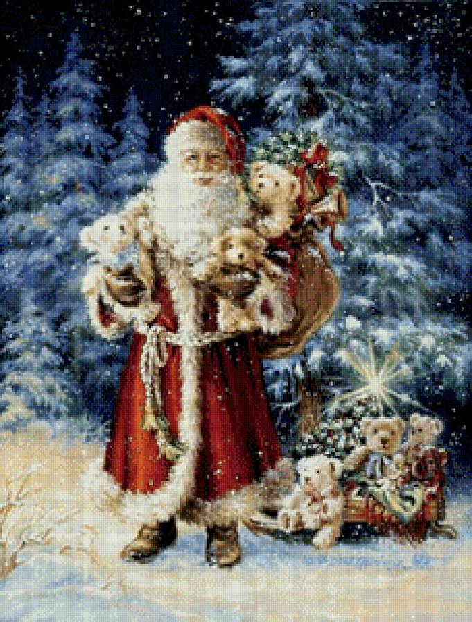 дед мороз с подарками - новый год, дед мороз, санта клаус, рождество, зима, дона гелсингер - предпросмотр