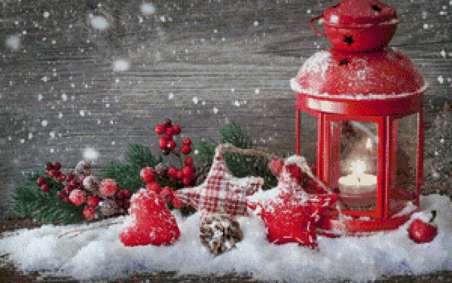Рождественский фонарик. - рождество, праздник, снег - предпросмотр
