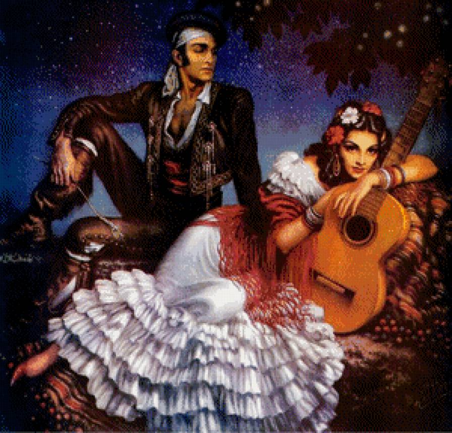 Серия "Мексика" - девушка, пара, мужчина, гитара - предпросмотр