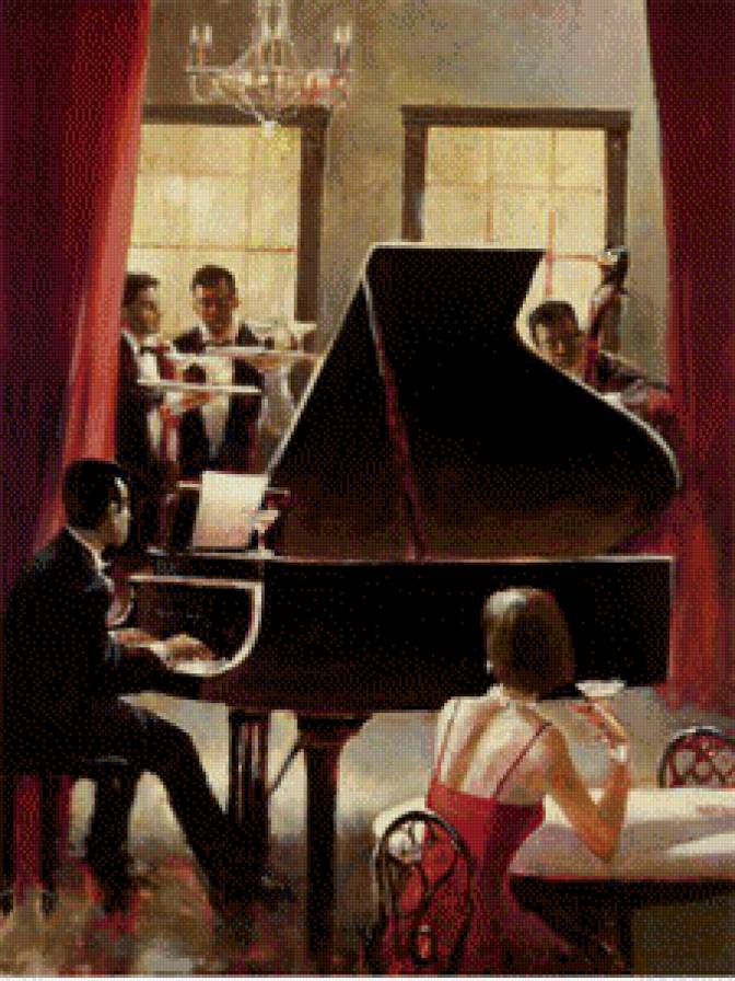 Соло на рояле для нее - мужчина, рояль, люди, девушка - предпросмотр