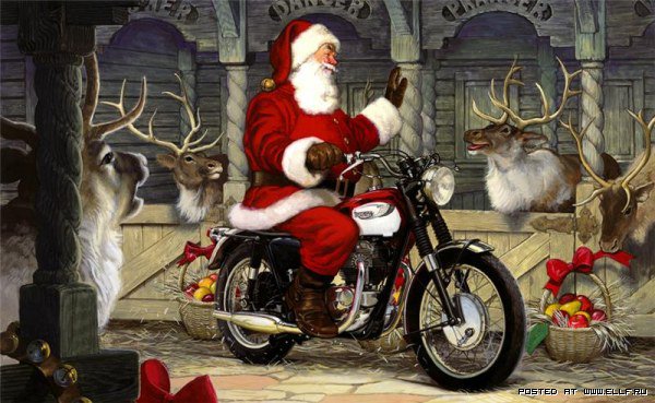 санта клаус - новый год, мотоцикл, санта - оригинал