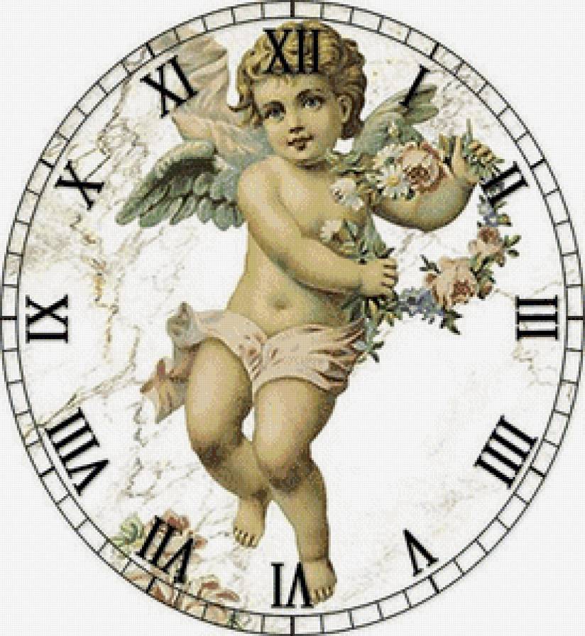 Часы с ангелом - ангелы, часы - предпросмотр