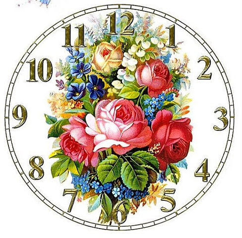 Часы с букетом - цветы, розы, часы, букет - оригинал