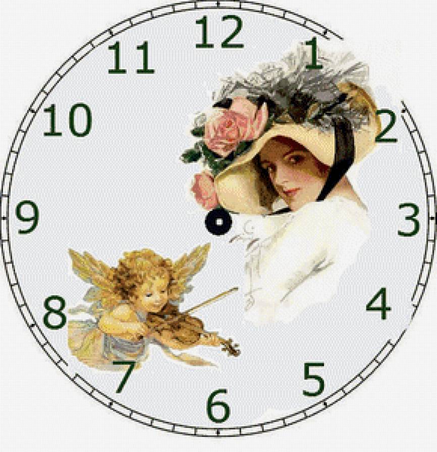 Часы с леди и ангелом - часы, ангелы, девушка - предпросмотр
