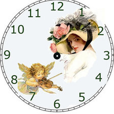 Оригинал схемы вышивки «Часы с леди и ангелом» (№531521)