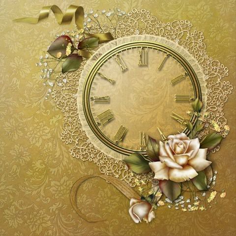 Часы "Винтаж" - часы, розы, цветы - оригинал