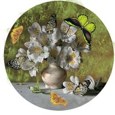 Оригинал схемы вышивки «бабочки и цветы» (№531602)