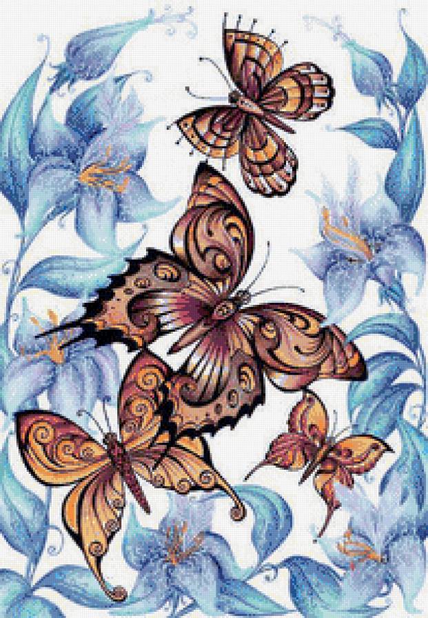 бабочки - бабочки, цветы, насекомые - предпросмотр