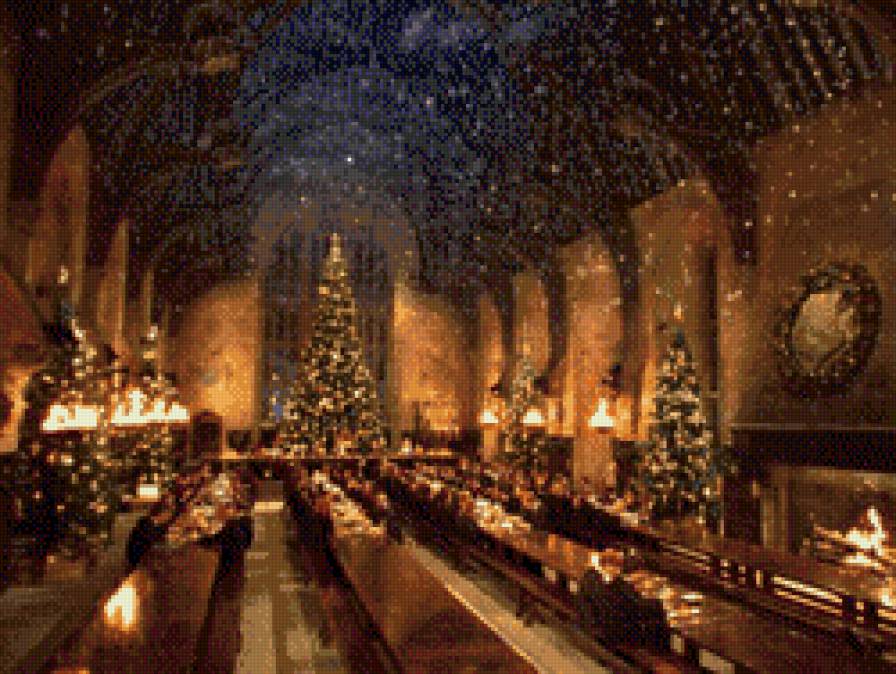 Большой зал Хогвартса - рождество, гарри поттер, хогвартс, гарри поттер и тайная комната - предпросмотр