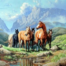 лошади в горах
