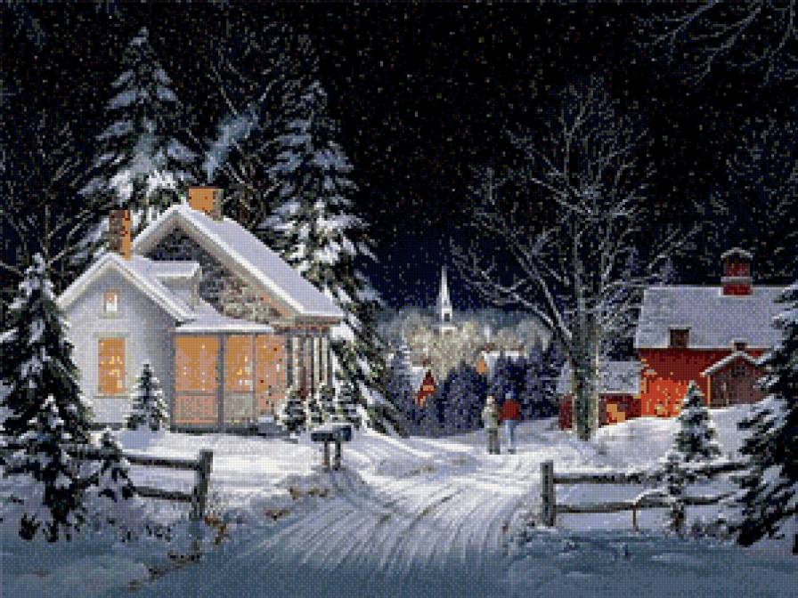 Волшебная ночь - зима, дети, пейзаж - предпросмотр
