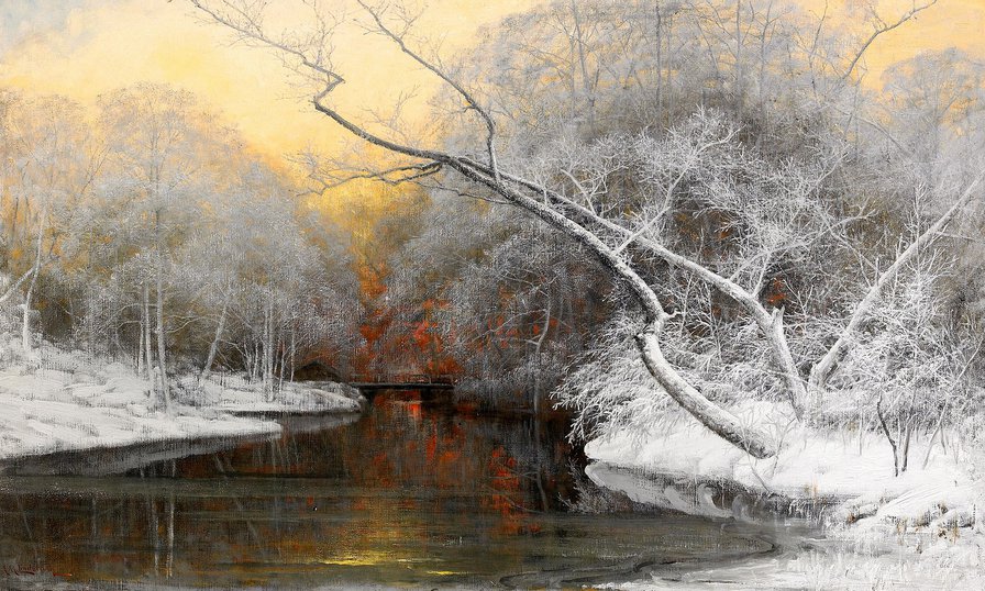 Зимний пейзаж - река, зима, пейзаж - оригинал
