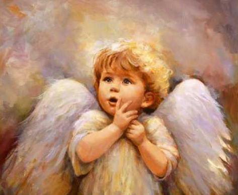 удивлённый ангел - дети, ангелочек, дона гелсингер, ангел, девочка, мальчик - оригинал