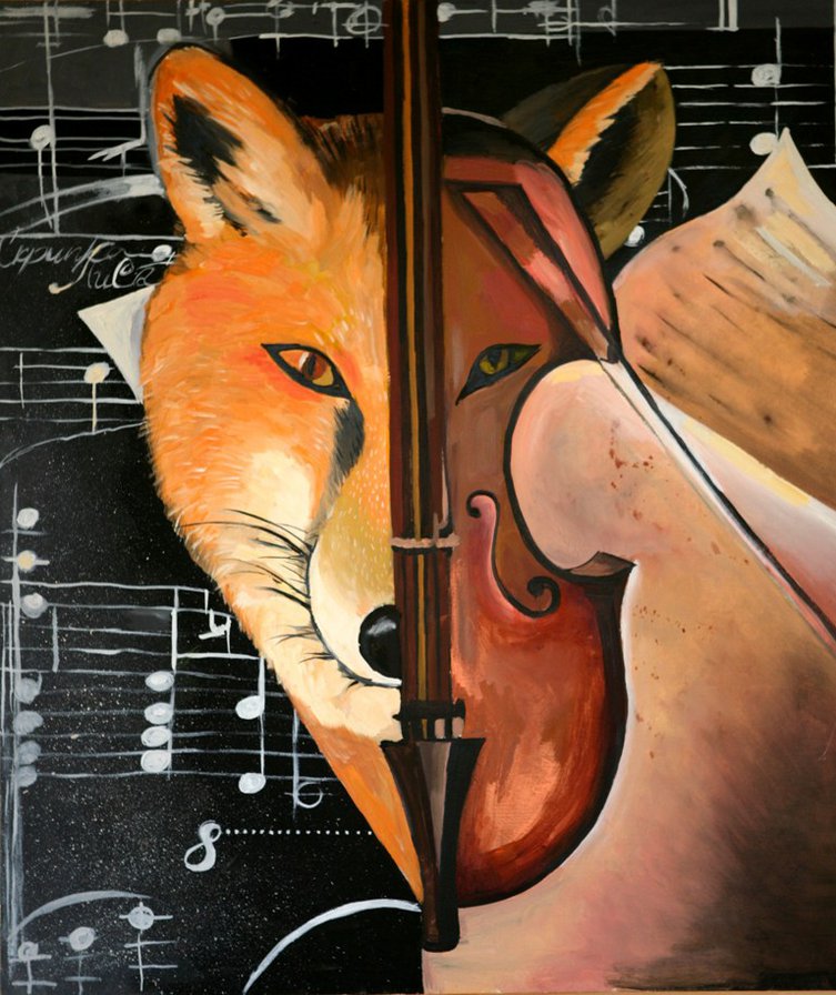Скрипка - лиса - скрипка, животные, лиса - оригинал