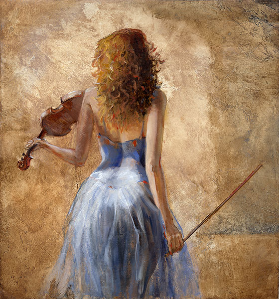 Серия "Тонкие линии" - девушка, скрипка - оригинал