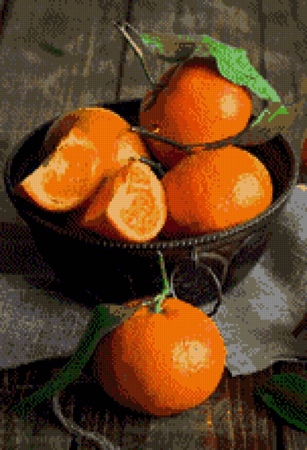 Апельсины (а может мандарины) - натюрморт, мандарин, апельсин - предпросмотр