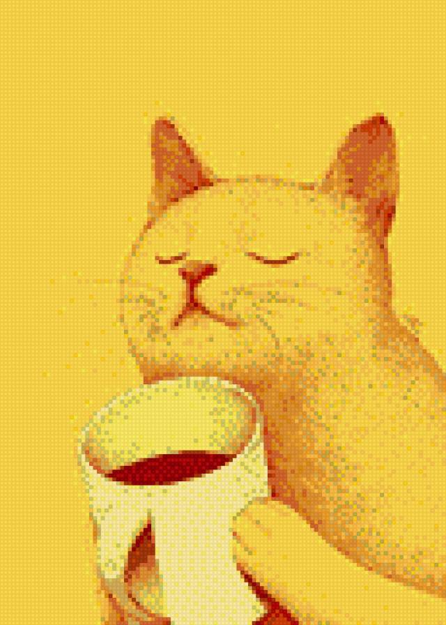 Чайный кот - чай, чашка, керамика, кот - предпросмотр