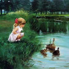 девочка у пруда