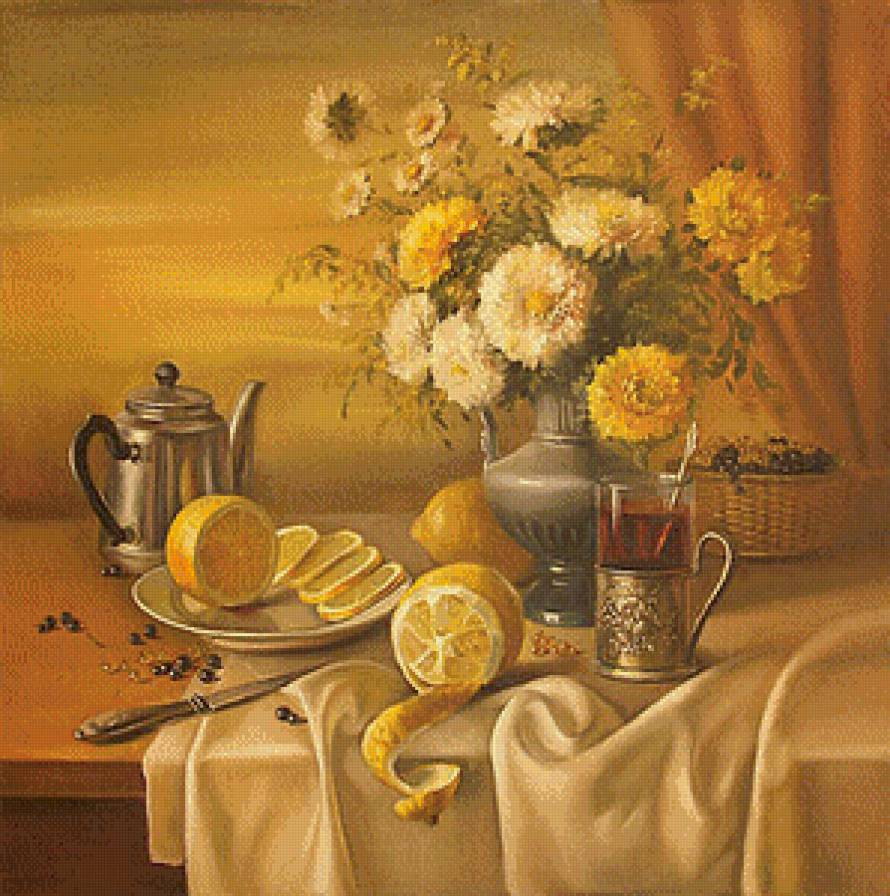 Натюрморт с лимонами - живопись, натюрморт, картины - предпросмотр