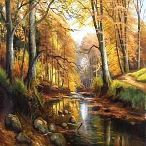 лесной ручей - природа, ручей, пейзаж, осень, лес - оригинал