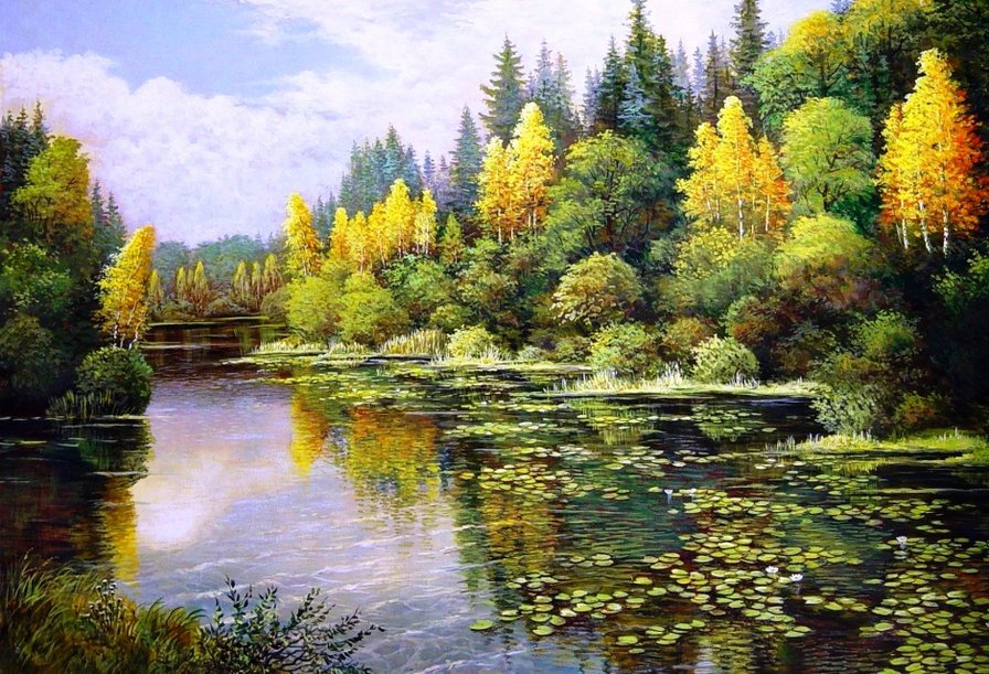 тихая речка-3 - пейзаж, природа, река, лес - оригинал
