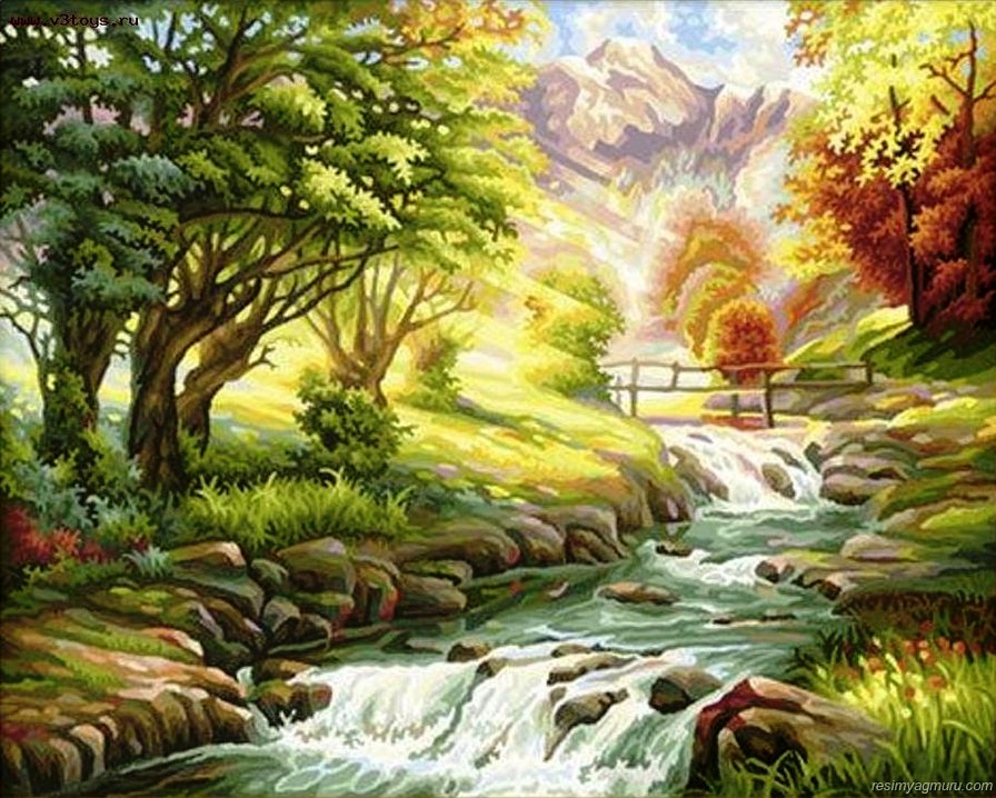 лесной ручей - природа, осень, лес, пейзаж, ручей - оригинал