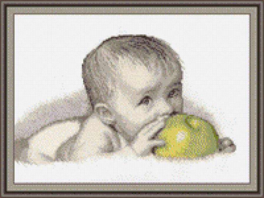 Малыш с яблоком - малыш, яблоко, ребенок - предпросмотр