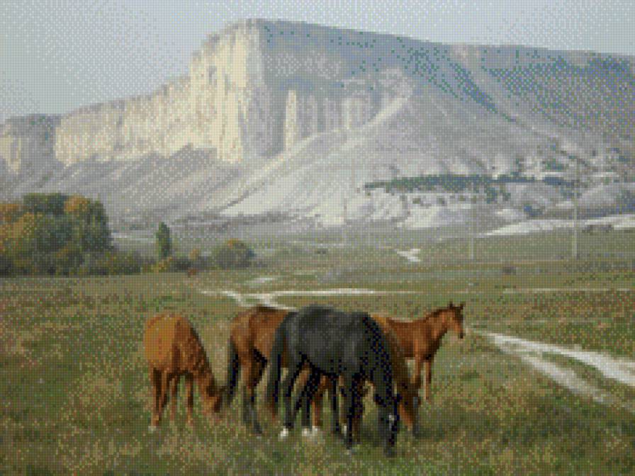 Белая Скала и лошади - лошадь, гора, конь, белогорск, крым - предпросмотр